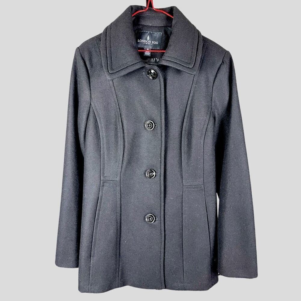 LONDON FOG Women’s Four Button Pea Coat in Black | EUC | Medium